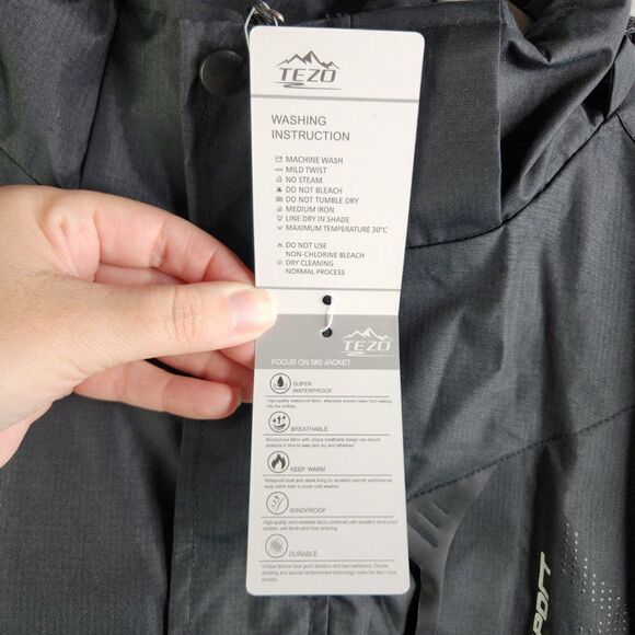 Tezo Ski Jacket Mens M Black Focus On Waterproof Windproof Durable Breathable - Picture 13 of 16